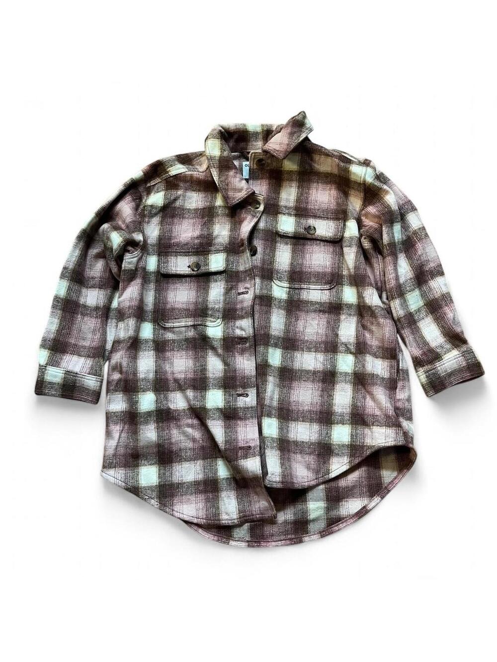 NWT Old Navy flannel button up pink and grey | size XL